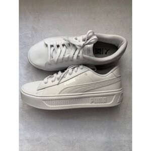 Puma‎ Smash 3.0 Platform White Sneakers Womens Low Top Trainers
